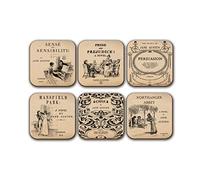 6 coasters with Complete Novels of Jane Austen Six Coffee Mug Coasters with Complete Novels of Jane Austen's book designs. (Aged Paper)