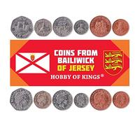 6 Coins from Jersey | Islander Coin Set Collection 1 2 5 10 20 50 Pence | 1998-2016 | Elizabeth II | Seymour Tower | Faldouet Dolmen | La Corbière Lighthouse | Grosnez Castle