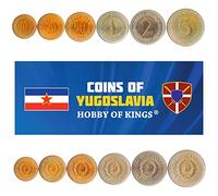 6 Coins from Yugoslavia | Yugoslav Coin Set Collection 10 20 50 Para 1 2 5 Dinara | Circulated 1990-1992 | Flame | Star
