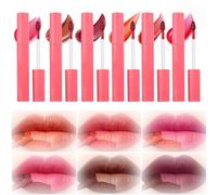 6-Color Matte Lip Gloss Kit in Coral Nude Mauve Orange Rose Deep Red - Long-Lasting Waterproof Velvety Pigmented Shades with Smooth Non-Sticky Finish for Women Girls Teens Cosmetic Gift Pack