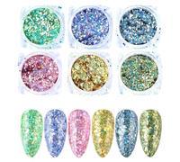 6 Color Nails Powder Sparklings Nails Pigment For Acrylic Nails Polish DIYS Nails Art Decorations