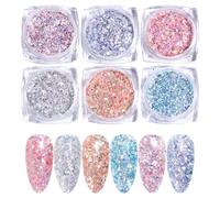 6 Color Nails Powder Sparklings Nails Pigment For Acrylic Nails Polish DIYS Nails Art Decorations