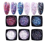 6 Color Nails Powder Sparklings Nails Pigment Powder Nails For Eye Body Nails Decorations