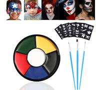 6 Color SFX Face Paint Wheel - Professional Non-Toxic Makeup Kit with Fake Blood, Oil-Based Paint for Halloween Zombie, Vampire, Skeleton, Clown & Costume FX