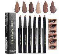 6 Color Shimmer Eyeshadow Pencil Set, Brown Glitter Eye Shadow Stick Crayon for Easy Application, Long-Lasting Waterproof Makeup Gift Set for Eye Makeup Beginners and Professionals