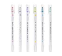 6 Color Stamp Marker Set Double Head Watercolor Markers and Stamp Head for Journaling and Scrapbooking Art Illustrations