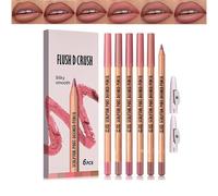 6 Colors Classic Matte Lip Liner Set - Dual-Ended Rose Red Pencils with Sharpener, Waterproof Long Lasting Smudge-Proof Highly Pigmented Lip Makeup Kit, Smooth Natural Finish Gift Pack (01#)