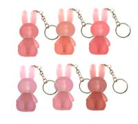 6 Colors Cute Rabbit Matte Liquid Lipstick set, Rabbit Lip Gloss Keyring, Moisturising Sparkling Jelly Lip Gloss, Waterproof Non-Stick Cup Long Lasting Lip Clay Cute Lip Makeup for Girls (6Pc)