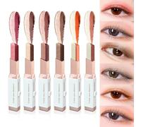 6 Colors Eyeshadow Stick Set, Double Colors Eye-Shadow Stick Glitter Shimmer Eyeshadows Pen Gradient Eyeshadow Waterproof Long Lasting Eye-shadow Matte Eyeshadow Stick