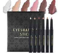 6 Colors Eyeshadow Stick Set, Shimmer Glitter Eye Shadow Pencil, Long Lasting Waterproof Cream Eyeshadow Crayon for Eye Makeup Beginners and Professionals
