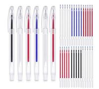 6 Colors Heat Erasable Fabric Pens Quilting Heat Erase Fabric Marking Pens with 30 PCS Erasable Pen Refills Sewing Marker for Clothes T Shirts Dressmaking Embroidery