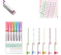 6 Colors Magic Border Pens, Art Supplies Border Pen, Curve Highlighter Pen Set, for Drawing Note Taking, Highlighters, Planner Scrapbook Art Office School Supplies