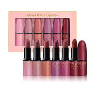 6 Colors Matte Lipstick Set Petansy Long Lasting Waterproof Velvet Lipstick Kit Velvet Smooth Lipstick Gift Set with Gift Box