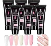 6 Colors Nail Builder Gel Set - Clear, White & Nude Pink Tones, Natural Gradient Extension Gel for Strong Flexible Sculpting, Long-Lasting DIY & Professional Salon Nail Art Overlay