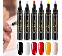 6 Colors Nail Polish Pen,Long-Lasting Nail Polish Gel,Three-In-One Nail Polish Gel Pen,One Step Nail Polish Gel Pen for Real Nails Can Be Diyed,Creative,Portable,With Multiple Colors to Choose From