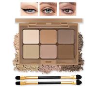 6 Colors Nude Eyeshadow Palette - Highly Pigmented Matte Neutral Shades, Waterproof, Long-Lasting, Blendable - Smokey Bronze Eye Makeup Kit with Brushes for All Skin Tones