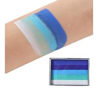 6 Colors Ocean Blue Face Paint Palette, Water-Based Body & Face Makeup, Quick-Drying Long-Lasting Skin-Friendly Paint, Easy to Remove, Ideal for Cosplay, Festivals, Marine Art & Stage Performance,25g