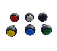 6 Colors PBS-33B 2PIN 12mm DC AC 3A/125V 1A/250V Plastic Round Self-Reset Lockless Button Switchs Thermostability(Black,1 pcs)