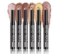 6 Colors Shimmers Eyeshadow Stick Set Highlighter Eye Shadows Pencil Waterproof Glitters Cream Eye Maekup For Women Girls Highlighter Eyeshadow Pen Set