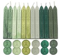 6 Colors Wax Seal Sticks, Sage Green Sealing Wax Sticks with Wicks, 12 Pcs Olive Green Wax Seal Sticks Set with Wicks Assorted Colors Seal Wax for Wax Seal Stamp (Green)