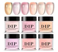 6 Colours Acrylic Nail Powder Set, High Pigment Nude Pink Nail Powder Kit, Smooth Self Levelling Dip Powder for Nail Extensions, Long Lasting Crack Resistant Nail Art