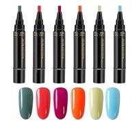 6 Colours Gel Nail UV Set, Quick-Drying Nail Art Pens, Durable, Chip-proof, 3 En 1, for Nail Studio Design Manicure Gift Set