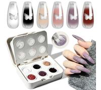 6 Colours Ombre Patting Gel Set, Flip Cover Cushion Elastic Mesh Design, Precise Dipping & Even Pickup, Soak Off UV LED Smooth Blendable Pigmented No Wipe Nail Art Gel for Home DIY & Salon