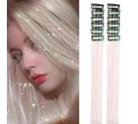 6 Colours Shiny Threads Glitter Hair Tinsel Kit Gold Silk Hair Glitter String Headdress Women Accessories Hair Extensions Clip