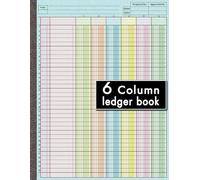 6 Column Ledger Book: Colorful 6 Column Accounting Ledger Book for Small Businesses | Columnar Pad Notebook for Bookkeeping | Six Columns Analysis Account Book | 8.5x11 Inches, 80 Pages