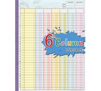 6 Column Ledger Book: Colorful Accounting Ledger Log Book for Bookkeeping, 6 Column Columnar Analysis Pad for Personal Use, Six Column Ledger Pad for Small Business, 8.5x11 Inches, 80 Pages