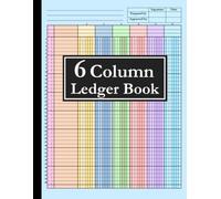 6 Column Ledger Book: Colorful Accounting Tracker Notebook for Bookkeeping, 6 Column Columnar Pad for Small Business