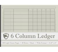 6 Column Ledger Book : Green Columnar Pad for Bookkeeping , Small Business and Personal Finance Use | 100 Pages | 40 Rows per sheet: For Recording, ... 8.25'' x 6 '' | Professional Grey Cover