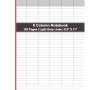 6 Column Notebook: 120 Pages (Double-sided Printing) | 8.5" x 11" | Light gray lines | Logbook | Excel Notebook | Ideal for Detailed Planning and organizing
