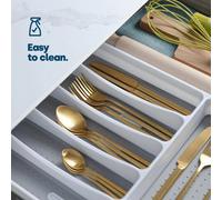 6 Compartment Cutlery Tray White Non Slip Drawer Organiser
