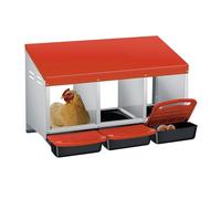 6-Compartment Heavy Duty Chicken Nesting Box | Automatic Roll-Away Egg Collection System | Galvanized Steel Wall Mount or Stand Hen Laying Box (Red, 3-Hole - Upgraded Version)