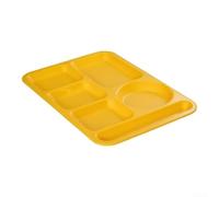 6 Compartment Melamine Food Tray 35.5cm Divided Plate | 6 separate grids, keeps food flavors apart, fits rice meat veggies, 35.5cm length, for ideal for balanced meals(Yellow)