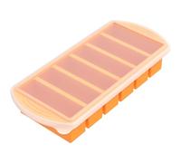 6-Compartment Silicone Freezer Tray - 125ml per Section, Leak-Proof Snap Lid, Oven & Microwave Safe, Dishwasher Safe - for Meal Prep, Baby Food, Broth, Sauce, Soup (1 Tray)(Orange)