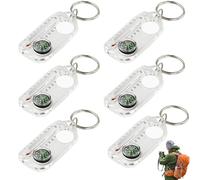 6 Compass Thermometers Keychain, Small Guiding Keyring For Outdoor Hiking, Survival Temperature Measurement Device, Portable Guiding Thermometers Keyring