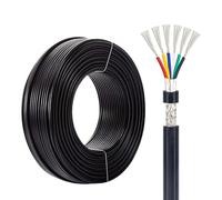 6 Conductor Shielded Wire 16-28AWG Tinned Copper PVC Insulated Multi Core Signal Cable For Automotive Battery Solar Panel Outdoor Lighting(15ft,18AWG-6C)