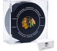 (6 Count) Display Zone Hockey Puck Display Case - Fits Official Size NHL Ice Hockey Puck - Crystal Clear Holder Stand
