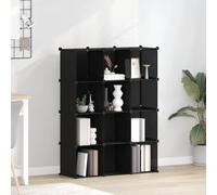 6-cube Black Stackable Storage Shelving Unit, 94.5 X 31.5 X 93 Cm, Steel Frame & Plastic Shelves, Space-saving Organizer For Hallway, Closet, Wardrobe, Entryway, Shoe Rack Black 94.5 x 31.5 x 123 cm