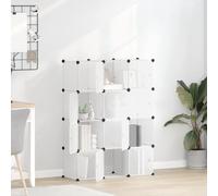 6-cube Black Stackable Storage Shelving Unit, 94.5 X 31.5 X 93 Cm, Steel Frame & Plastic Shelves, Space-saving Organizer For Hallway, Closet, Wardrobe, Transparent and White 94 x 31.5 x 123.5 cm
