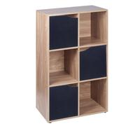 Urbn-Living Oak, Black - 6-Cube Shelving Unit With Wooden Doors