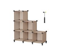 6-Cube Plastic Storage Unit with Feet, Camel Brown / 94 x 31.5 x 97 cm