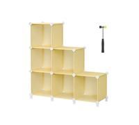 6-Cube Plastic Storage Unit with Feet, Goose Yellow / 94 x 31.5 x 97 cm