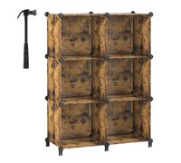 6-Cube Plastic Storage Unit with Feet, Rustic Brown / 115 x 34.5 x 107.5 cm