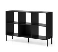 6-Cube Storage Bookcase Wooden Open Bookshelf COSTWAY Black One Size