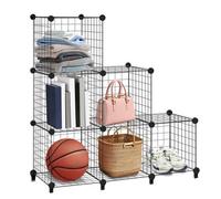 6 Cube Storage Shelf Wire Metal Grid Diy Modular Cabinet Bookcase Bookshelf