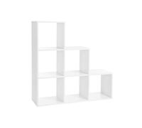 Songmics Stair Shelf, Bookcase, Step Shelf, Standing Shelf, 6 Cubes, Ladder Shelf, Room Divider, Cube Shelf, Freestanding, White