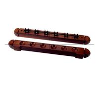6 Cue Wooden Rack & Clips, Mahogany